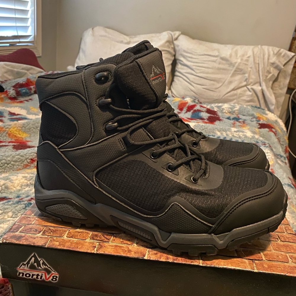 NORTIV 8 Men's Waterproof Hiking Boots Mid Trekking Lightweight Mountaineering - Picture 3 of 5